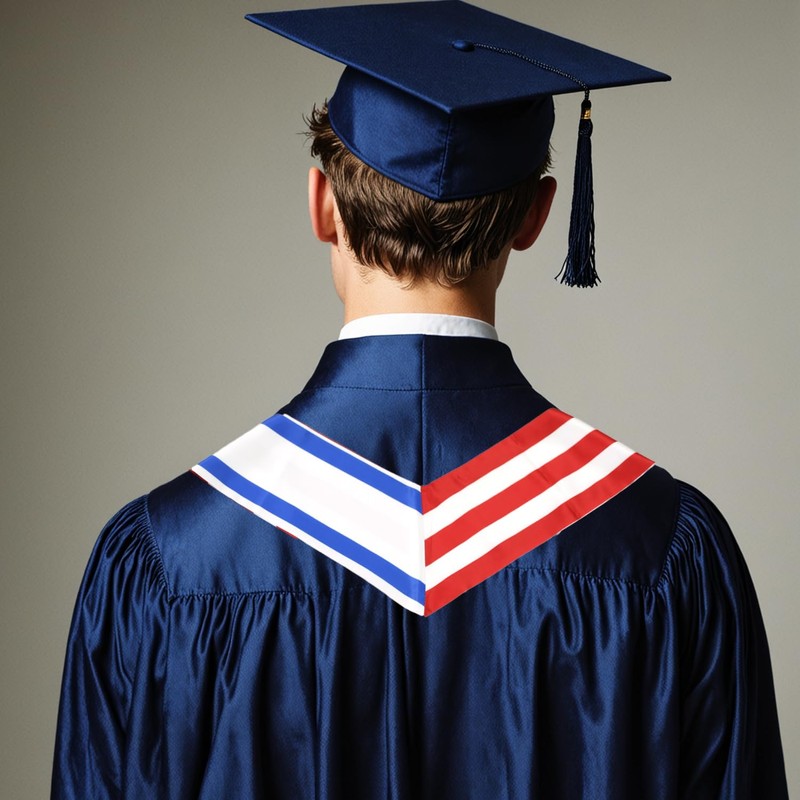 USA And Israel Flag Graduation Stole, Satin Embroidery Graduation Sash