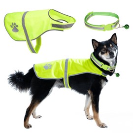 GDFHBD 1 Piece Pet Reflective Vest And 1 Piece Reflective Collar, Bell Collar, Night Travel Supplies, Pet Supplies.