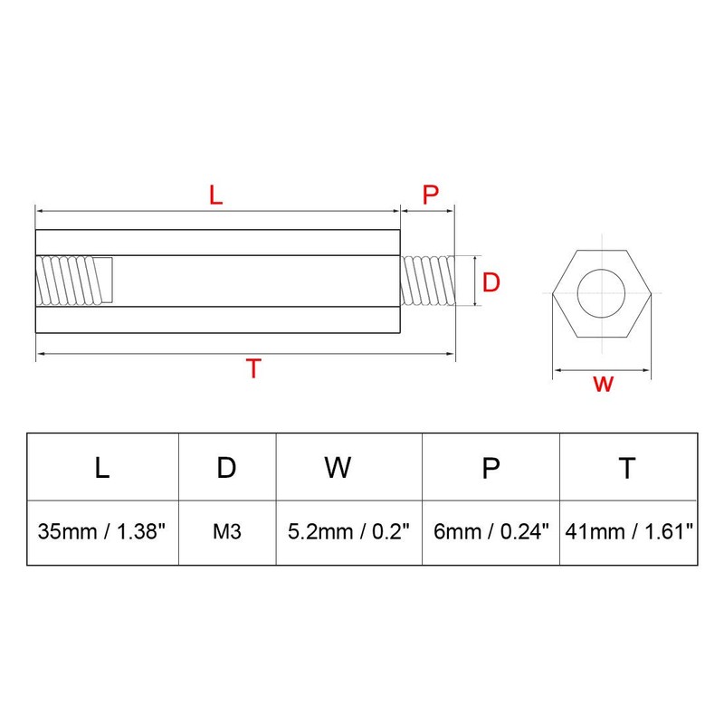 sourcing map Pack of 20 M3 35 + 6 mm