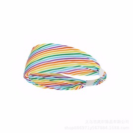 Rainbow Headband for Women Non Slip Elastic Sweat Hairbands Fashion Sports Hair Bands Soft Cloth Fabric Stretchy Headband for Running Workout Yoga (striola, 1 Pack)