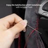 Suede Leather Steering Wheel Cover, DIY Stitch-On Wrap with Needle