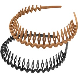 2-Pack Wavy Plastic Headbands – Secure Non-Slip Hair Hold for Makeup, Sports & Daily Styling – Flexible & Comfortable Design