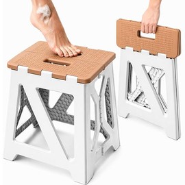 Folding Shower Stool Foot Rest - 330lbs Heavy-Duty Anti-Slip Shower Seat for Inside Shower, 15.7" Comfortable Plastic Stool with Rubber Feet, Portable Bath Seat for Elderly, Post-Surgery & Leg Shaving