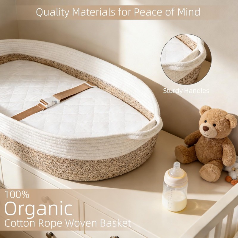 JVEOO Baby Changing Basket with Diaper Changing Pad Breathable Waterproof