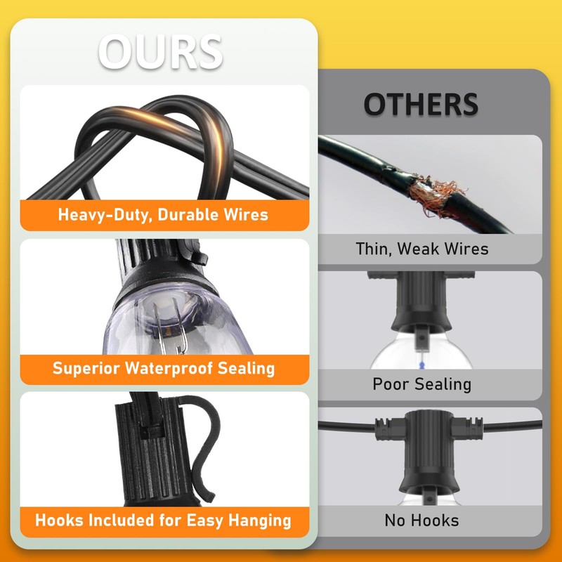 100FT Outdoor Solar String Lights with Remote, USB Rechargeable LED