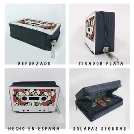 MANCHA DE CREACIÓN - Cassette Wallet, Wallet with Audio Cassette, Zipper, Original Design, Retro, Vintage, for Women and Men Black