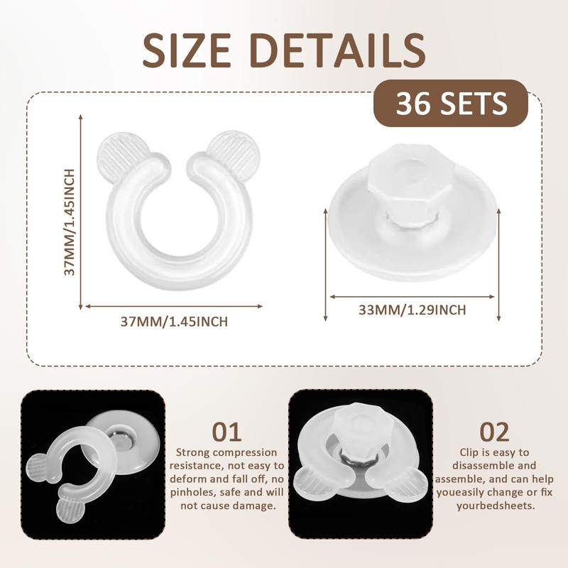 Pluvyze 36 Pairs of Duvet Holders, Duvet Clips, Fixing Duvet,