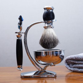 Magyfosia Men's 5-Layer Razor Set,Natural Pure Badger Hair Shaving Brush & Grooming Barber Shop Kit,Every Day Use Shaving Tool Present for Dad,Boyfriend,Husband,Colleagues