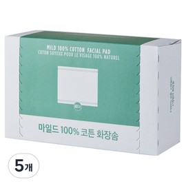The Face Shop Daily Beauty Tools Mild Cotton Pads, 80 sheets, 5 pieces / 더 페이스샵 데일리 뷰티툴즈 마일드 코튼 패드, 80매입, 5개