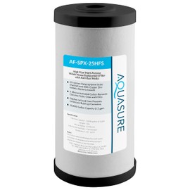 Aquasure Fortitude V2 Series AF-SPX-25HFS Sediment/Carbon/Siliphos Anti-Rust Media, Bacteria & Scale Inhibitor, Triple Purpose Whole House Replacement Filter Cartridge For AS-FS-25SPX, Standard Size