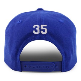 Trendy Apparel Shop Small Number 35 Back Embroidered Flatbill Snapback - Royal