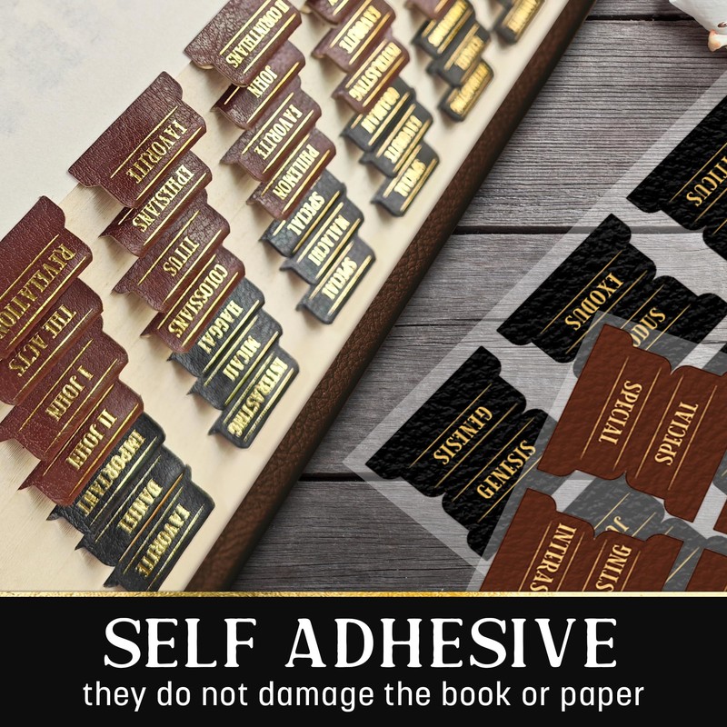 LPSTORE12 Premium Bible Tabs Set, 75 PCS PU Leather Bible