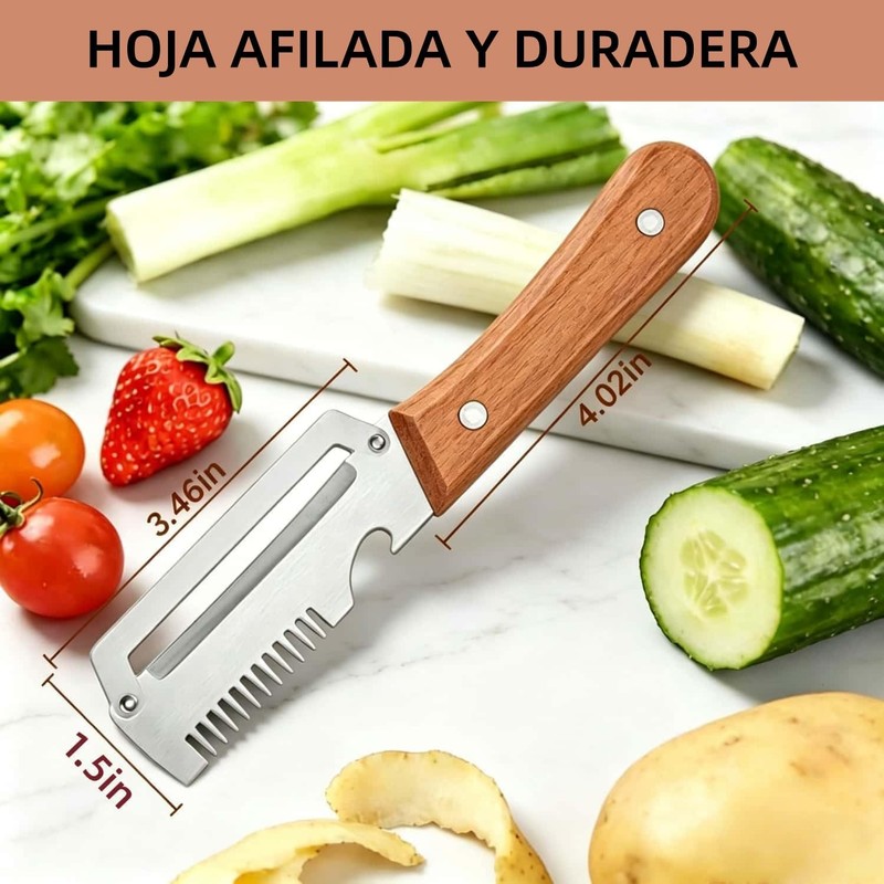 2 PCS Pelador Verduras Multifunción 3 EN 1, Cuchillo Pelador