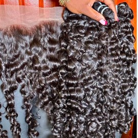 Raw Cambodian Wavy Hair Unprocessed Double Wefts 100% Human Raw Hair Vendor Vietnamese Burmese Hair Burmese Curly Kinky Bundlescolor: natural wavy 1 pcs, Stretched Length: 22"