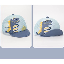 ITODA Dinosaur Baby Hat, Cap, 2-Way Usage, 10 Months - 3 Years, Kids, Baseball Cap, Sun Hat, Wide Brim, Breathable, Girls, Boys, Baby Hat, Size Adjustable, Children's Hat, Outdoor, 18.1 - 19.7 inches