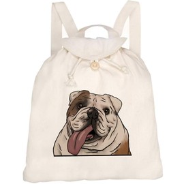 Azeeda 'Happy Bulldog' Canvas Rucksack/Backpack (RK00013106)