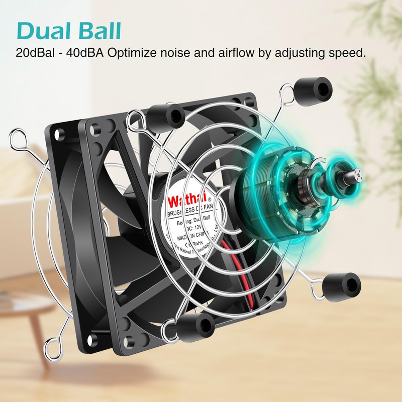 Wathai 80mm Small Computer Cooling Fan with AC Plug, 110V