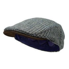 Borges & Scott The Sloan - Irish Tweed and Nubuck Leather Flat Cap - Easy Grey - Medium