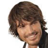 Mens Short Wig with Long Bangs Adjustable Brown Soft Simulation