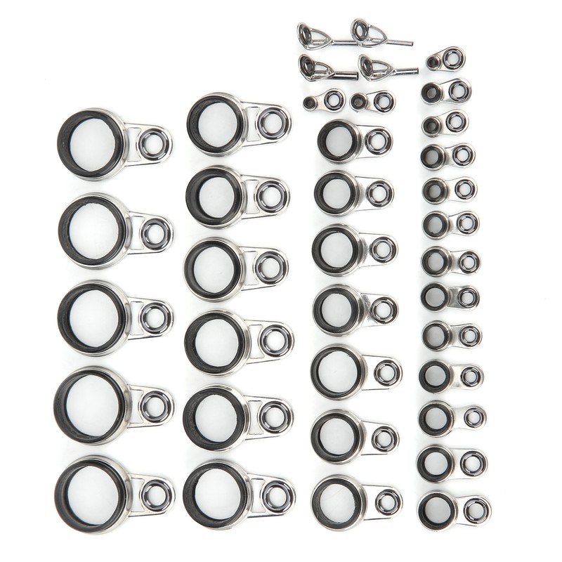 37Pcs Fishing Rod Guides Top Tip Ring Telescopic Surf Casting