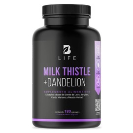 Cardo Mariano 180 cápsulas Ingredientes naturales: Hoja de Diente de León, Raíz de Jengibre y Mezcla Herbal. Milk thistle + Dandelion B Life.