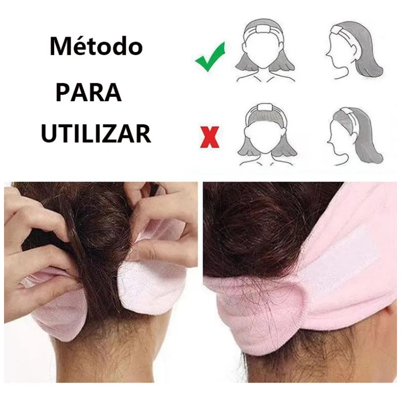 Facial Spa Diadema Maquillaje Cinta Mágica Cabello 6 Pza Blanco