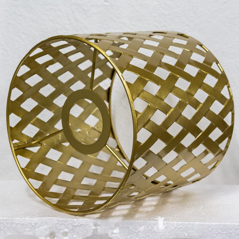 Gold Hollow drum lampshades, unique moroccan pattern small round metal