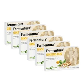 Aura Natura Set of 6 Fermentura Ginseng Duo Capsules - Fermented Ginseng Extract - With 3 Different Ginseng Varieties - Contains Vitamin B2, B6, B12 - 180 Capsules