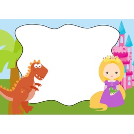 30 Blank Cards Invitations Thank You Cards Dinosaur Blonde Princess Kids Birthday Party + 30 White Envelopes