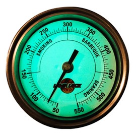 LavaLock® 3" Glow Thermometer, High Accuracy Adjustable 3 Inch Face 2.5" stem, 1/2" NPT BSP 550F Display