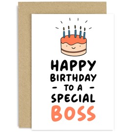 Old English Co. Funny Birthday Card for Boss - 'Special Boss' Birthday Card for Him or Her - Birthday Gifts for Boss from Team | Blank Inside