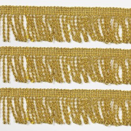 dlboboai Gold Fringe Tassel Trim Lace Polyester Macrame Tassel lace 10 Yards 42 mm Wide for Sewing Crafts Clothing Curtains Accessories Lampshade Home DIY Decoration (Gold, 42mm Wide)