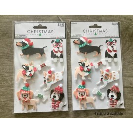 Christmas Paper Crafts 3D Christmas Dogs Stickers ~ Scrapbooking ~ Lot of 2 NEW
