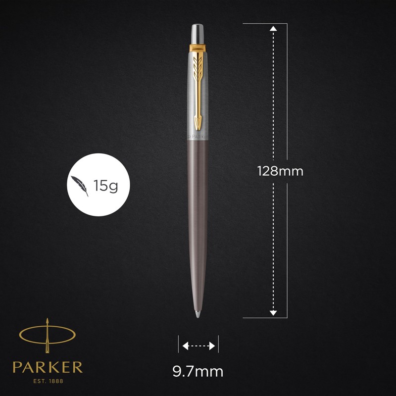 Parker Jotter Ballpoint Pen | Grey Lacquered with Gold Trims