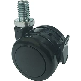 TRUSCO Industrial Casters Screw-In Twin Wheel Caster, Nylon Wheel, With Swivel Stopper, Black, Φ1.6 inches (40 mm), TDNS40-M8