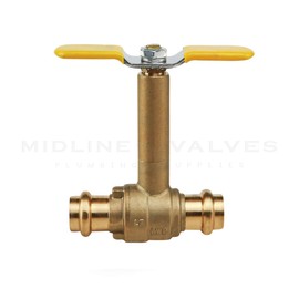 Midline Valve 752R234 Premium Brass Ball Valve, Long Bonnet with T-Handle, with 1/2 in. Press Connections