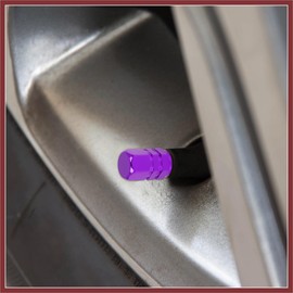 HEROFFIX 10pcs Purple Tire Stem Valve Caps Wheel Valve Covers Car Dustproof Hexagon Shape Aluminium Alloy Tire Cap Replace Parts