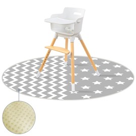 Baby Highchair 130 * 130CM Splat Floor Mat Anti-Slip Floor Mat Waterproof Baby Playing Square Mat(WaveStar-Round)