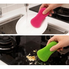 2PCS Silicone Dish Scrubber,Multi-Purpose&Efficient Kitchen Gadgets | for Kitchen Dish Dishes Fruits Vegetables Washing and Cleaning