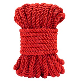 LEREATI Red Polyester Cord 7 mm x 11 m, 3-Ply Soft Craft Rope Satin Cord Trim Decorative Twisted Macrame Cord for DIY Crafts Curtain Tie Honor Cord Gift Bags