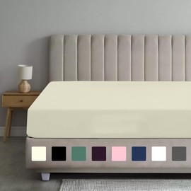 Rohi Single Fitted Sheet 100% Microfibre – 16'' (40cm) Extra Deep Fitted Sheet with All Around Elastic – Ultra Soft, Hypoallergenic & Durable Bed Sheet – Bottom Sheet (Cream – 90 x 190cm)