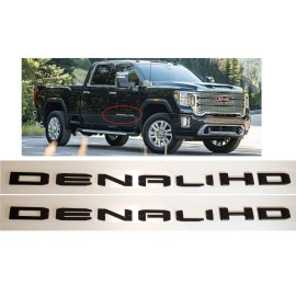 GMC 2PCS SET Gloss Black Door DENALI HD Emblems Letters GMC Sierra 2500hd 3500hd