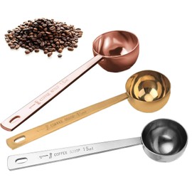 3 Stück Kaffeemaßlöffel 15ml, Messlöffel Edelstahl Kaffee DosierlöFfel für Abmessen, Kaffeelöffel Portionierer mit Langem Griff, Wiederverwendbar Runder Kaffeelöffel für Zucker Tee Kaffee Kakao