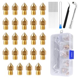 Comgrow - 24 boquillas MK8 extrusoras de impresora 3D boquillas de latón 0,2 mm/0,4 mm/0,6 mm/0,8 mm/1,0 mm, boquillas de latón para impresora 3D con caja de almacenamiento para Creality Ender 3/Ender