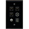 RiteAV 3 CAT6 Coax HDMI TOSLINK Flat/Solid Wall Plate [Black]