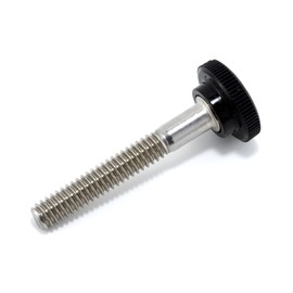 1/4"-20 x 1-3/4" Thumb Screw Stainless Steel - Black Knurled Round Plastic Knob - Standard/Coarse Thread Thumbscrew - Length: 1.750" - Proudly Built in USA - Package of (25)