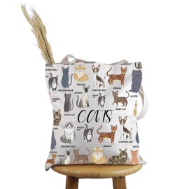 PWHAOO Cat Lover Gift Cat Theme Tote Bag Cat Mom Handbag Cat Owner Merch (Cat Theme T)