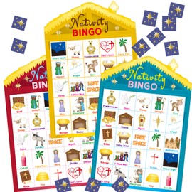FANCY LAND Nativity Bingo Game for Kids 24 Players Christmas Bingo Game Holiday Religious Party Activities VBS