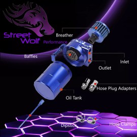 StreetWolf Performance Oil Catch Can Reservoir Baffled Tank Breather Universal Blue Fits Hyundai
