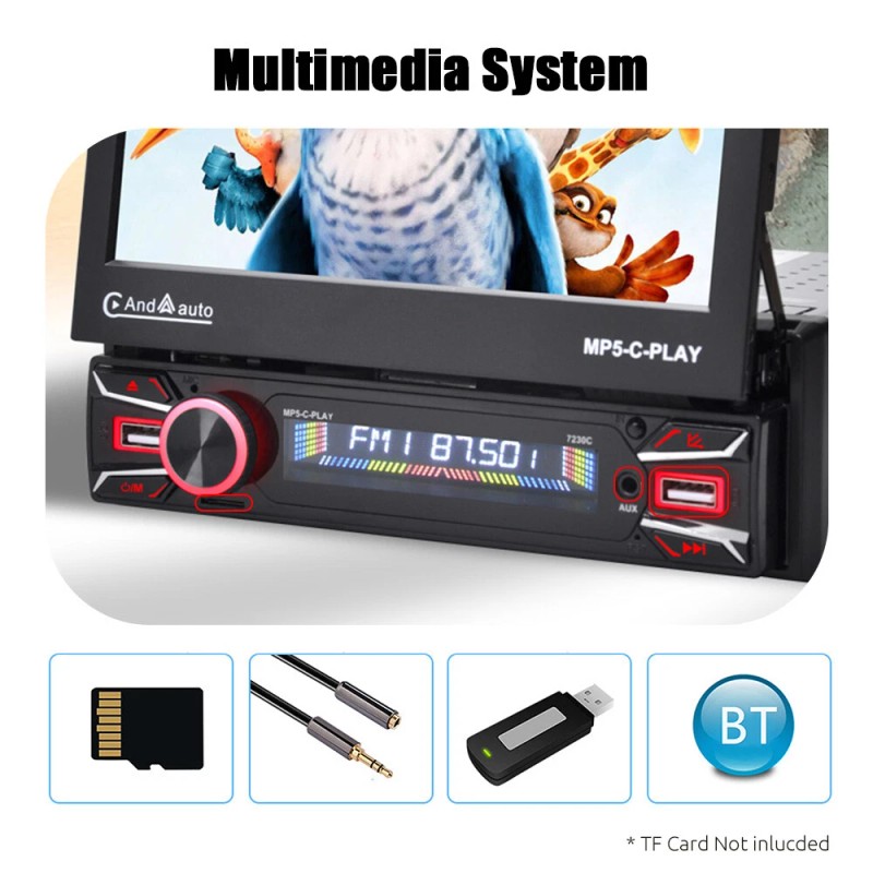 ESSGOO 7" Single 1 DIN Car Radio Stereo Apple Carplay
